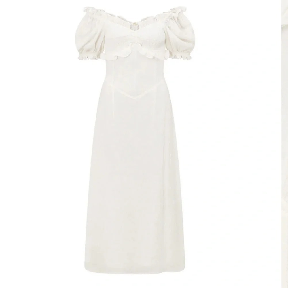 Sabo SKIRT Elba Midi Dress in Cotton Size XS Ivory Romantic Bridal Shower
